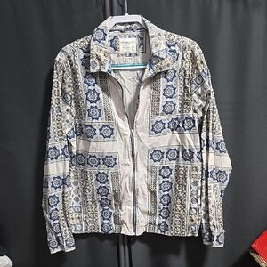 Blue and White Patterned Jacket